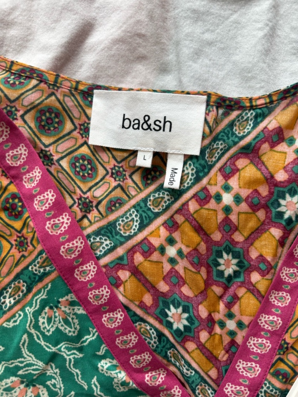 Ba&sh Fingston Patchwork Mini Dress Multicolor Boho Print L / US 8 - Picture 6 of 16